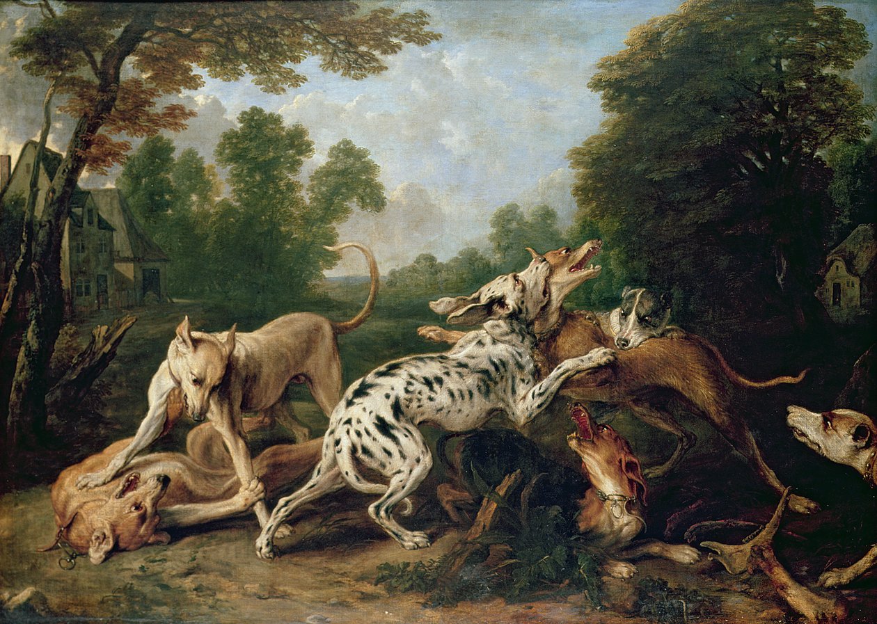 Hundar som slåss i en skogsbevuxen glänta av Frans Snyders or Snijders