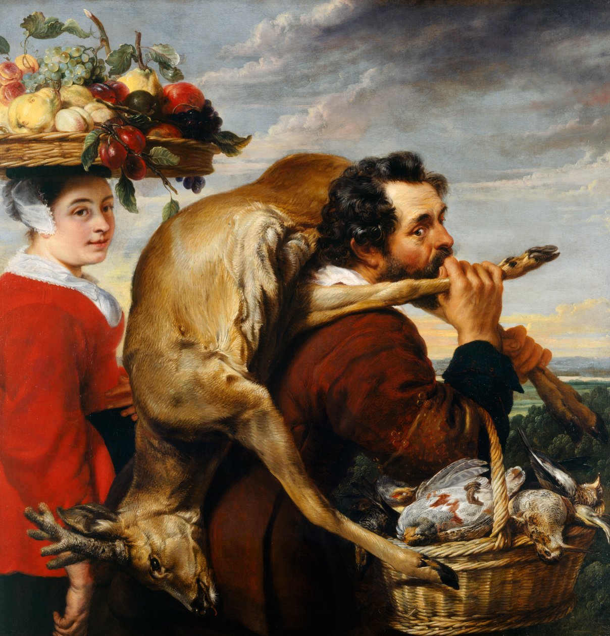 Figurer med frukt och vilt (olja på duk) av Frans Snyders or Snijders