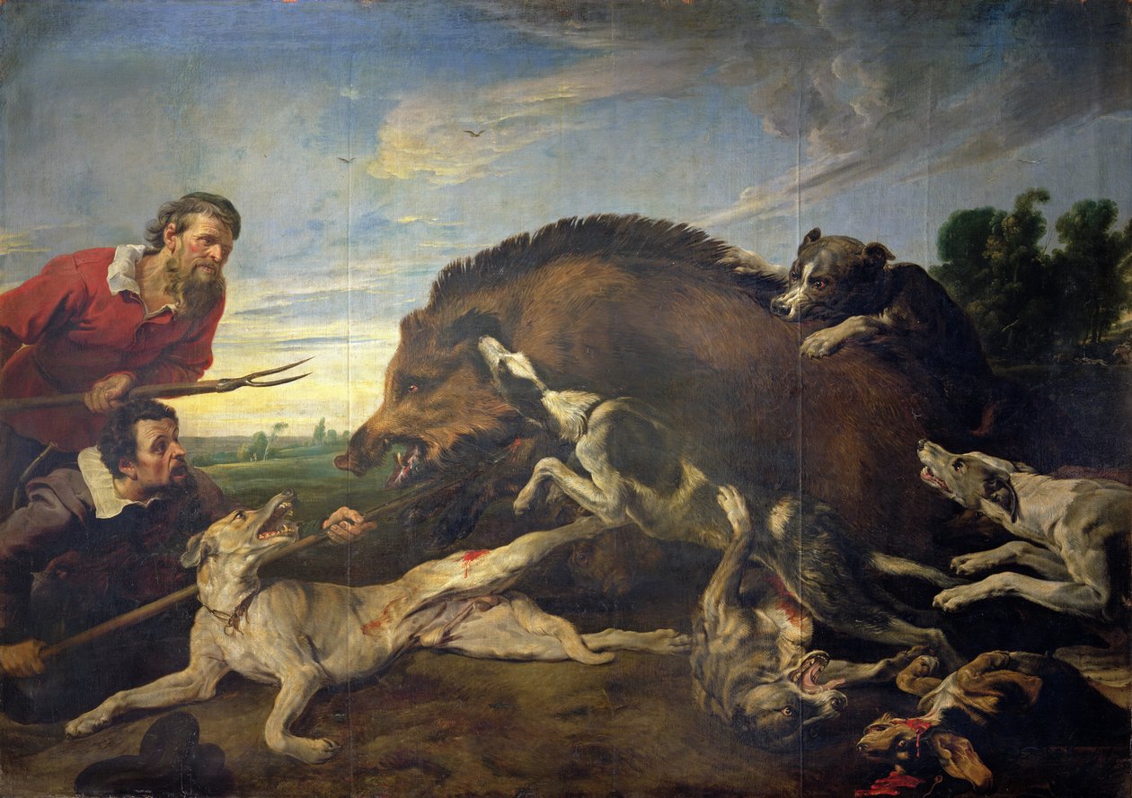 Vildsvinsjakten, ca 1640 av Frans Snyders or Snijders