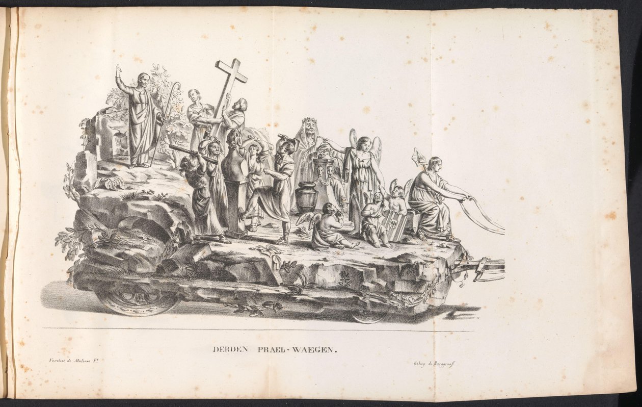 Tredje flottören i processionen för Saint Rombout, 1825 Tredje Prael-waegen (titel på objekt) av Frans Vervloet