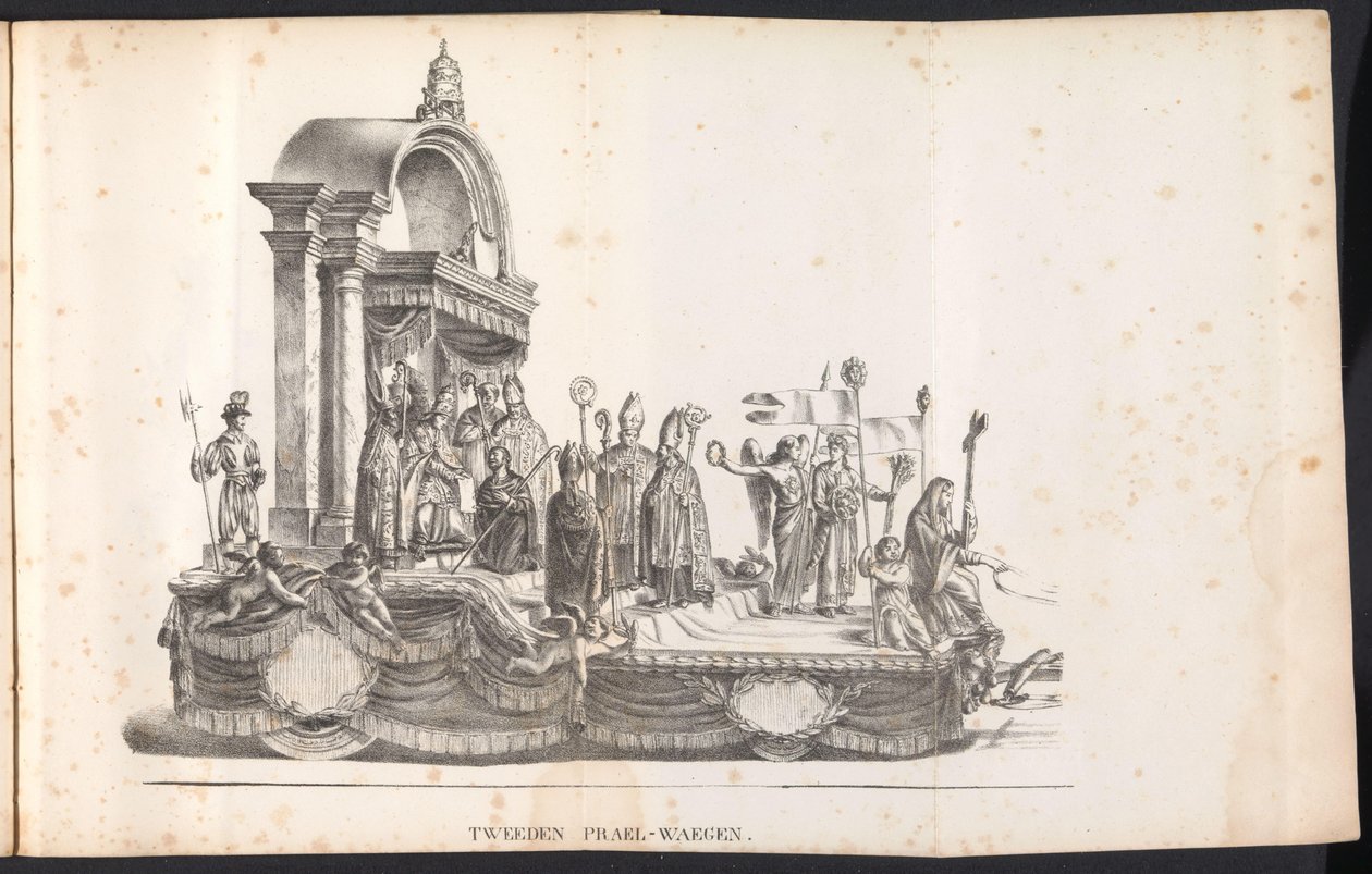 Andra flottören i processionen för Saint Rombout, 1825 Tweeden Prael-waegen (titel på objekt) av Frans Vervloet