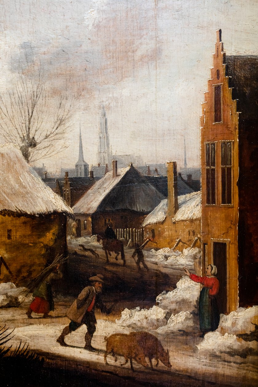 En by under snön, detalj av Frans de Momper