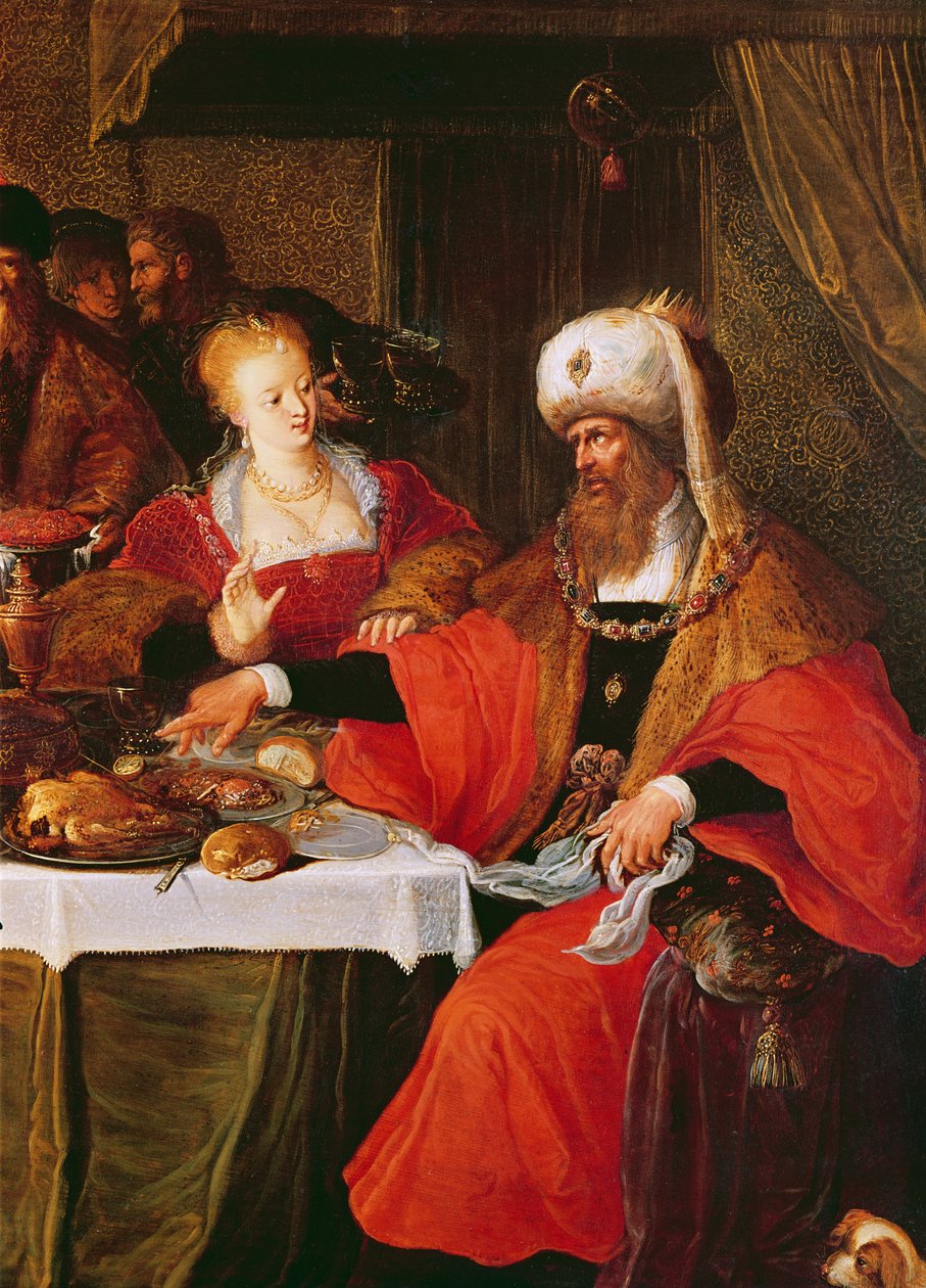 Herodes och Herodias vid Herodes högtid (detalj av 222483) av Frans the Elder Francken