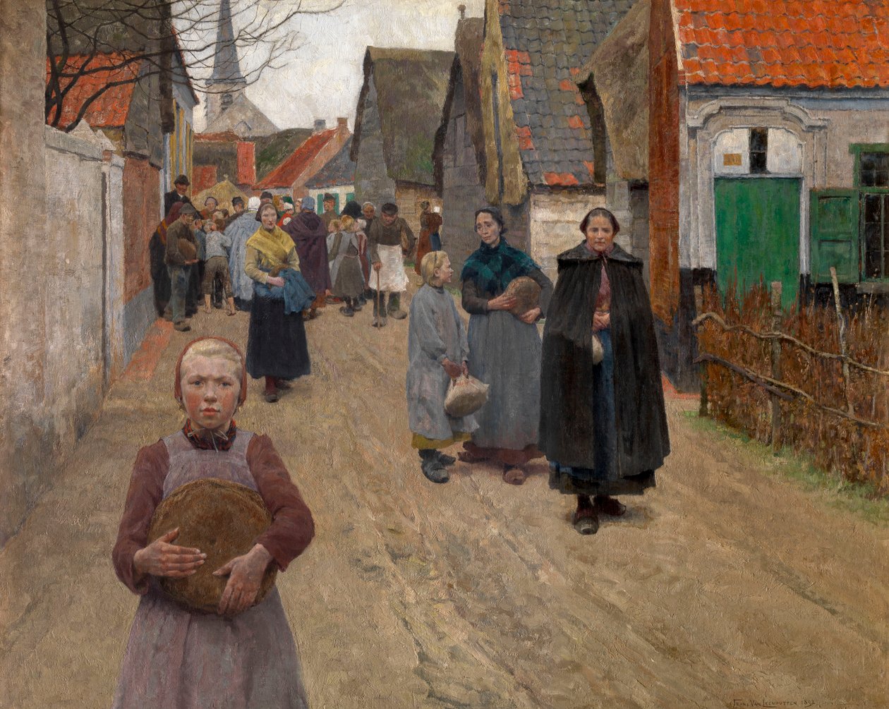 Utdelningen av bröd i byn av Frans Van Leemputten