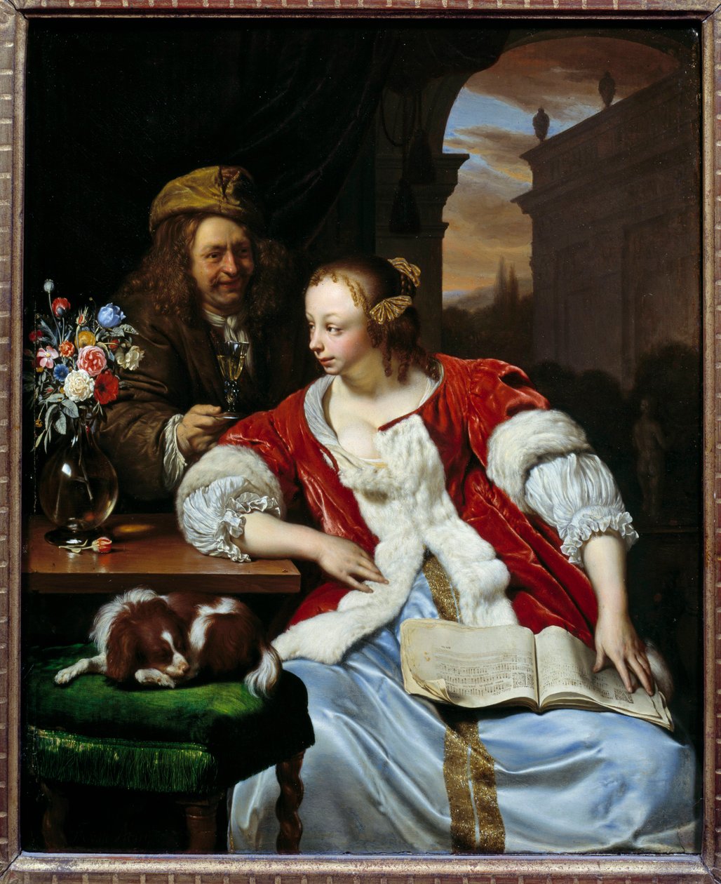 Den avbrutna låten Porträtt av artisten och hans fru. Målning av Franz van Mieris dit le Vieux (1635-1681) av Frans van Mieris