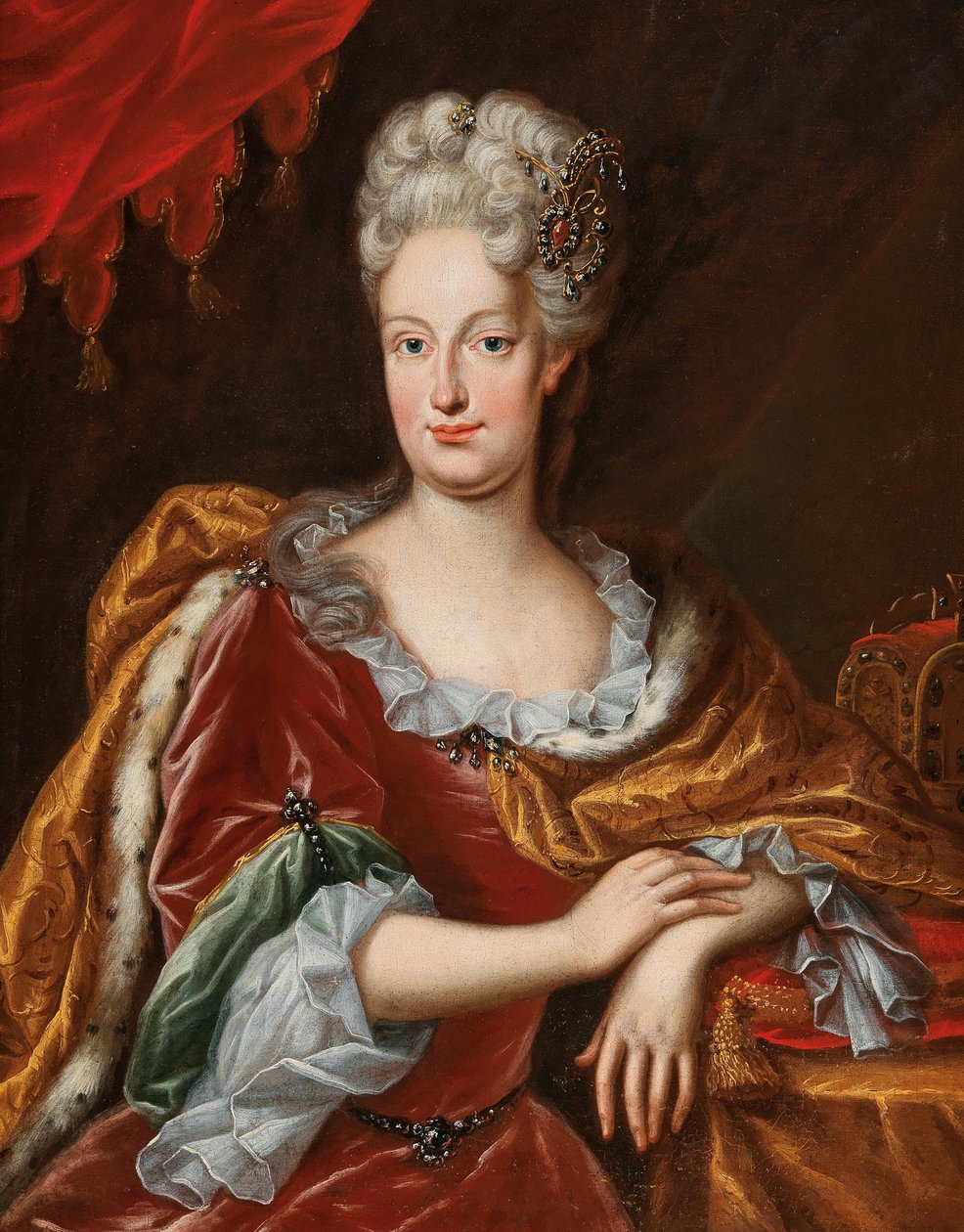 Porträtt av Elisabeth Christine av Brunswick-Wolfenbüttel 1691-1750.., 1:a hälften av 1700-talet. av Frans van Stampart