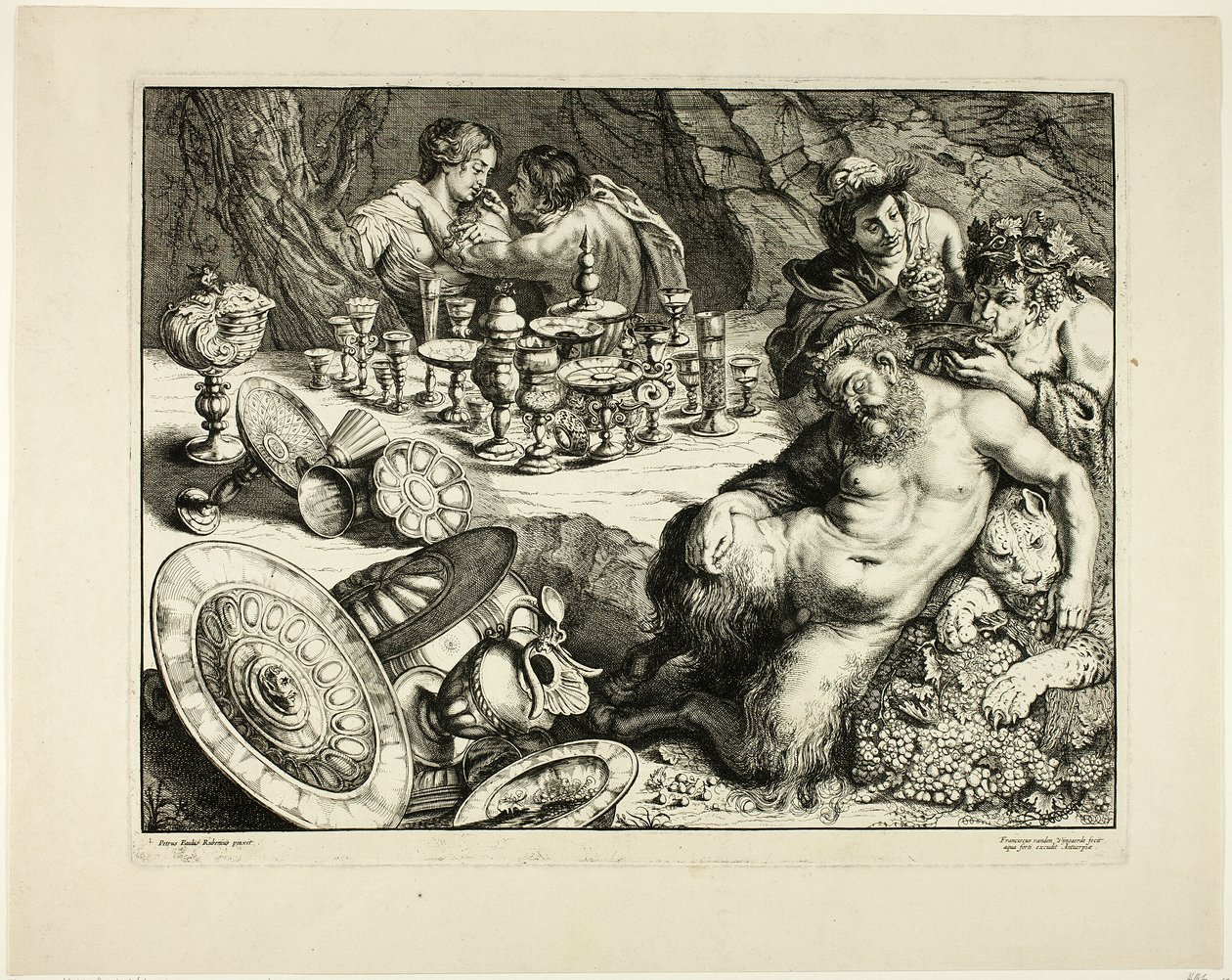 Bacchus och Drunken Silenus—Drömmen om Silenus av Frans van den Wyngaerde