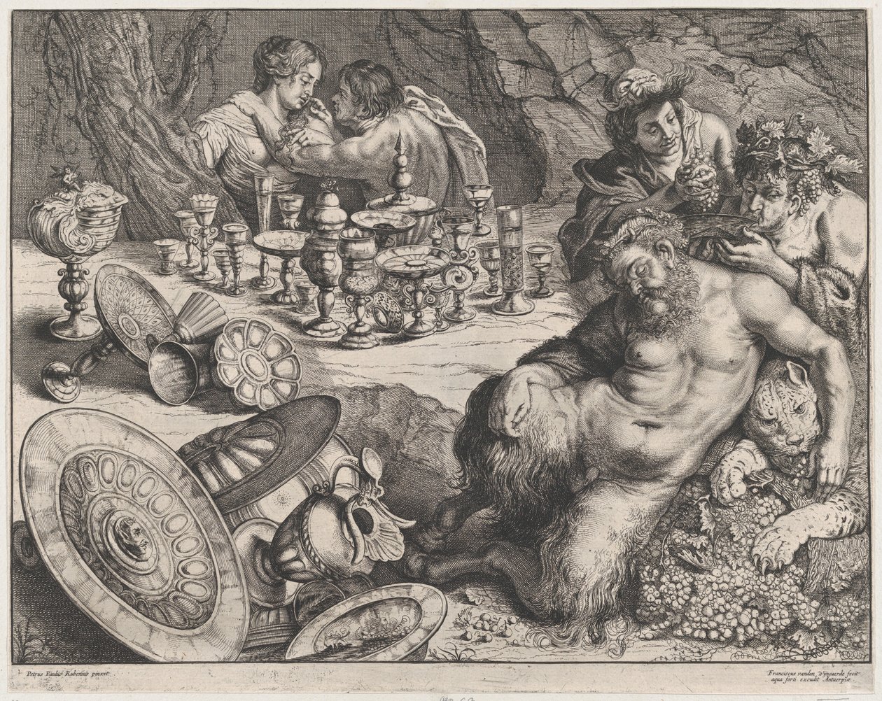 Bacchus och den berusade Silenus, 1640-60. av Frans van den Wyngaerde