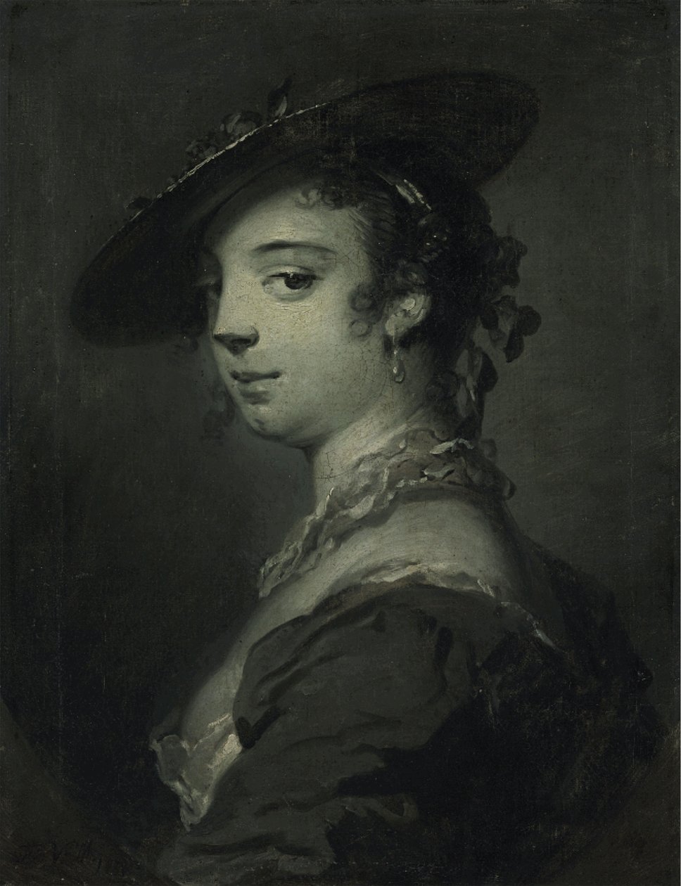Porträtt av en ung dam, bystlängd (olja på duk) av Frans van der Mijn