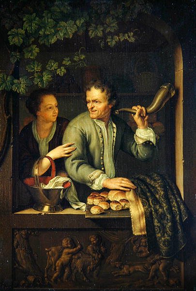 The Bager (olja på ek) av Frans van the Younger Mieris