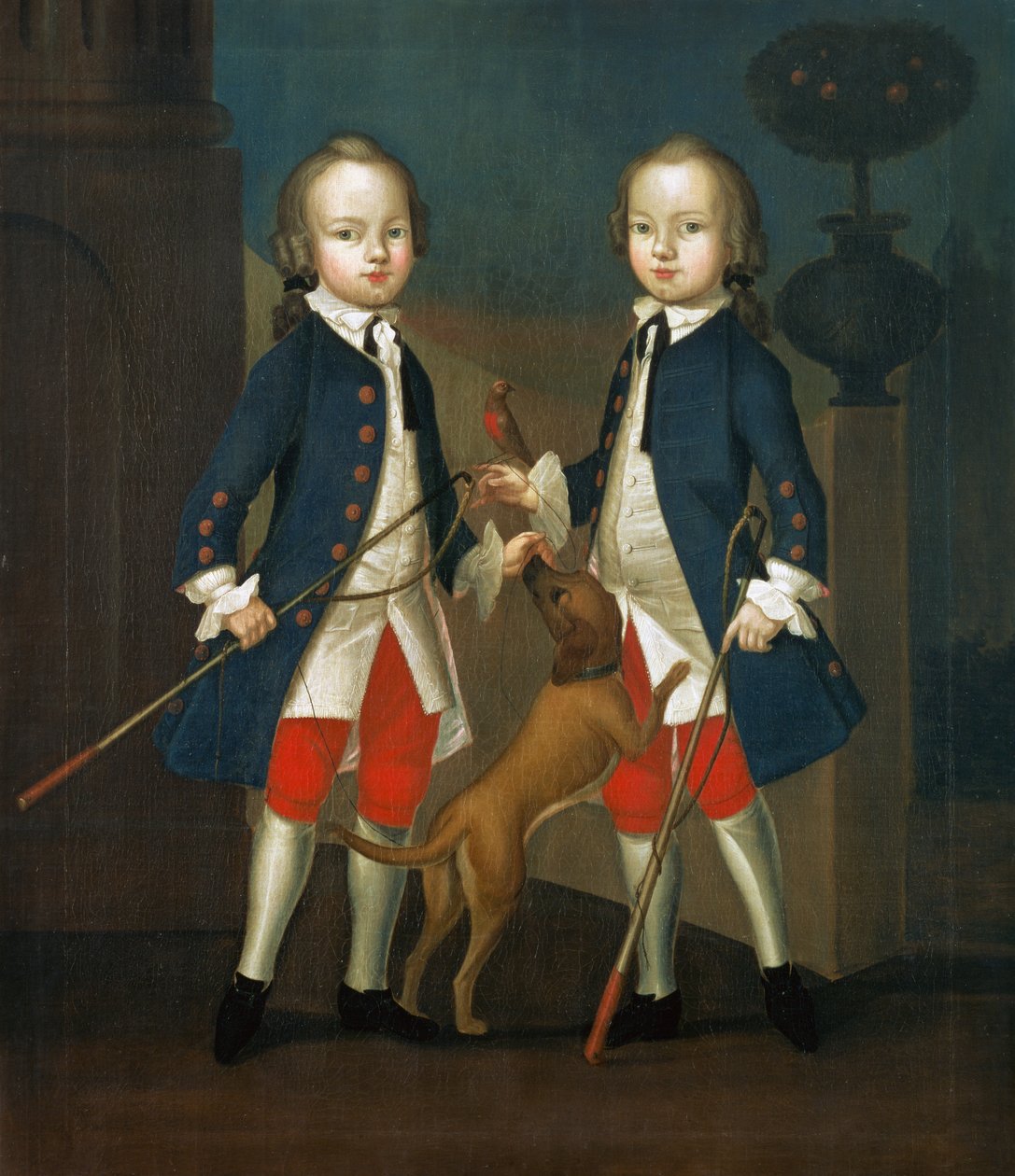 Gosnall-tvillingarna: Mästare Thomas och Mästare John Gosnall av Bentley, ca 1745 av Franz Cusaude