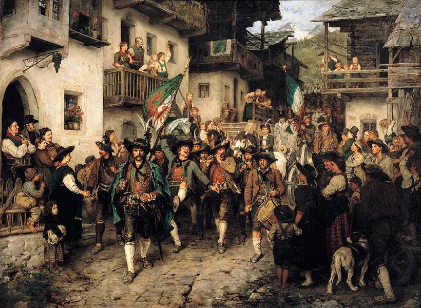  Heimkehrender Tiroler Landsturm im Krieg von 1809 av Franz Defregger