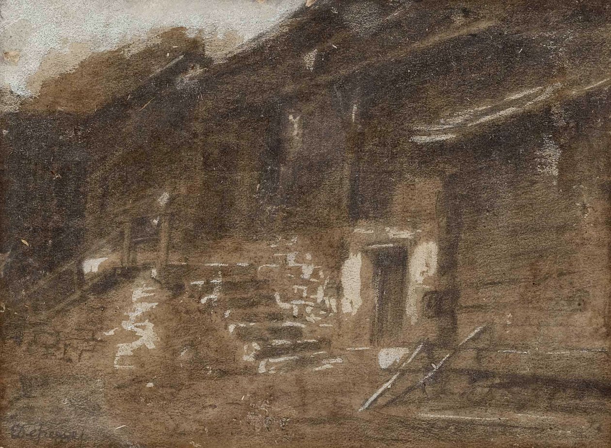  Hinterhof mit Stiegenaufgang av Franz Defregger