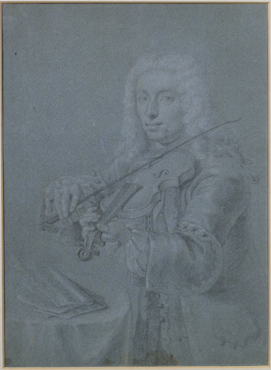 Porträtt av Francesco Veracini (1690-1768), italiensk violinist (penna och krita) av Franz Ferdinand Richter