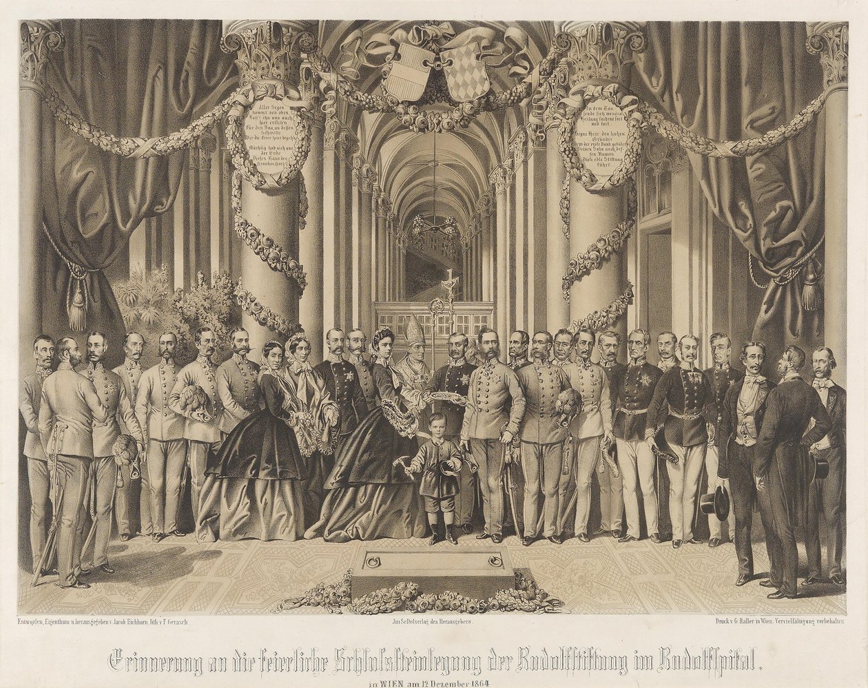 Påminnelse om ädelstenläggningsceremonin för Rudolfstiftung i Rudolfspitalet 1864 av Franz Gerasch