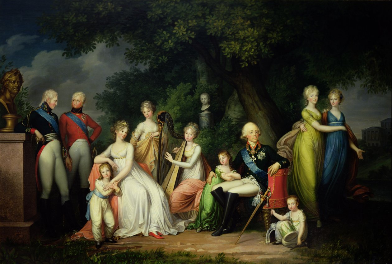 Paul I (1754-1801), Maria Feodorovna (1759-1828) och deras barn, ca 1800 av Franz Gerhard von Kugelgen