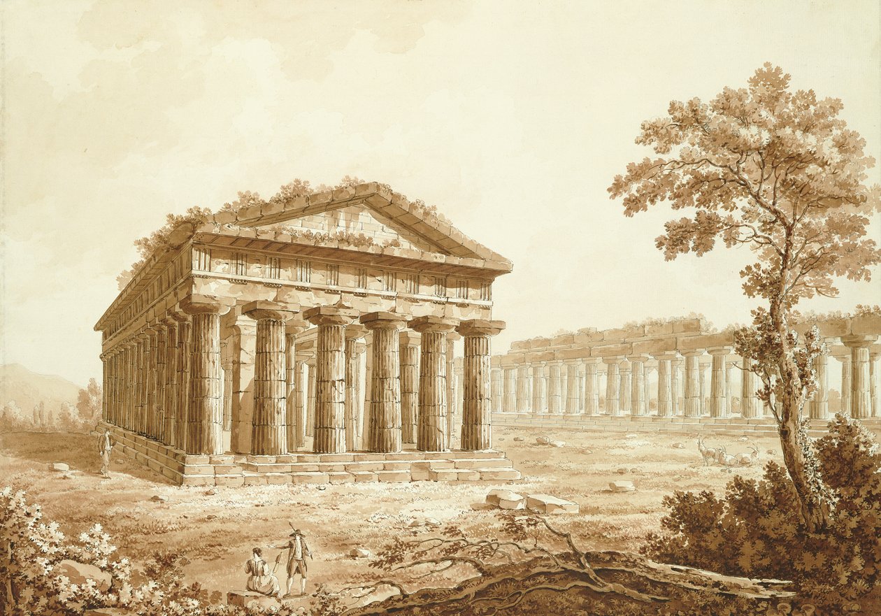 Neptuntemplet och basilikan i Paestum av Franz Kaisermaan