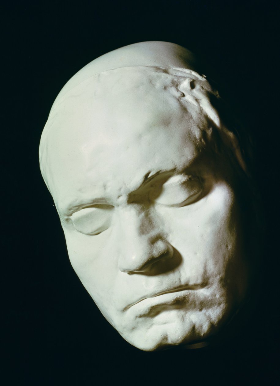 Mask of Beethoven (1770-1827), tagen från livet vid 42 års ålder, 1812 (gips) av Franz Klein