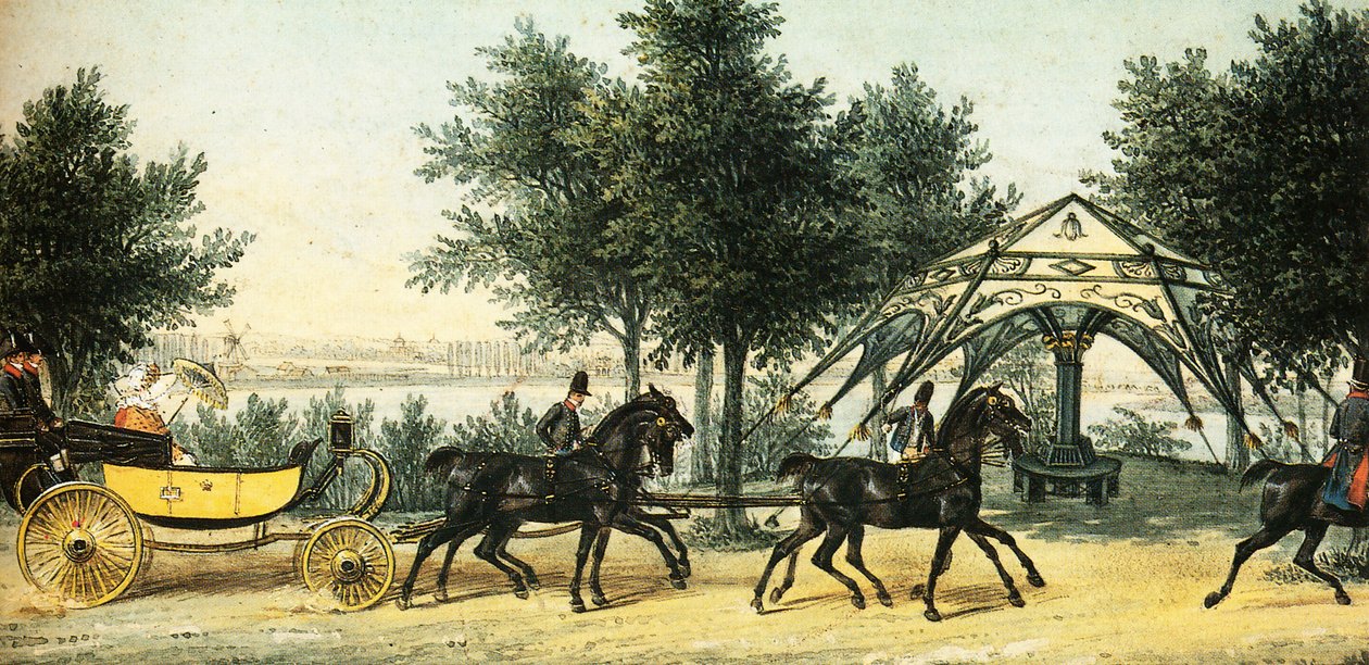 tältet i Klein-Glienicke Park, cirka 1840, Franz Krüger av Franz Krüger