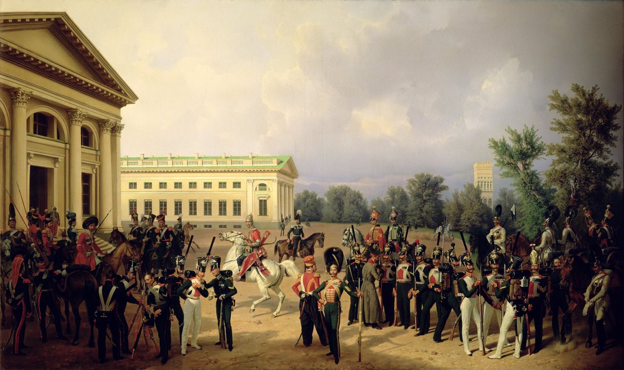 Ryska gardet i Tsarskoye Selo 1832, 1841 av Franz Krüger