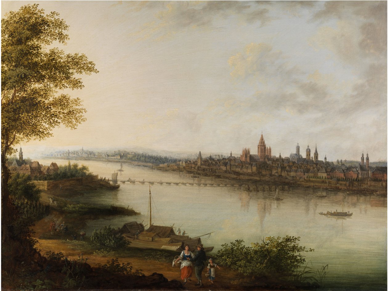 Stadtansicht von Mainz av Franz Ludwig Reichsgraf von Kesselstadt  