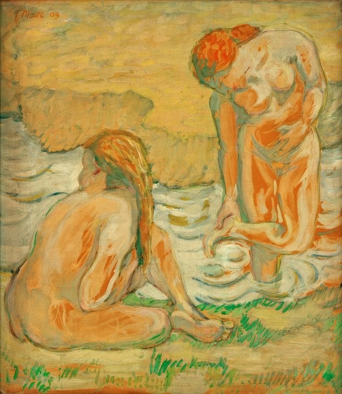 Nude Composition II (två kvinnor som badar) av Franz Marc