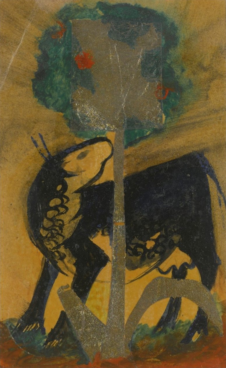 Black Cow behind TreeSchwarze Kuh hinter Baumn av Franz Marc