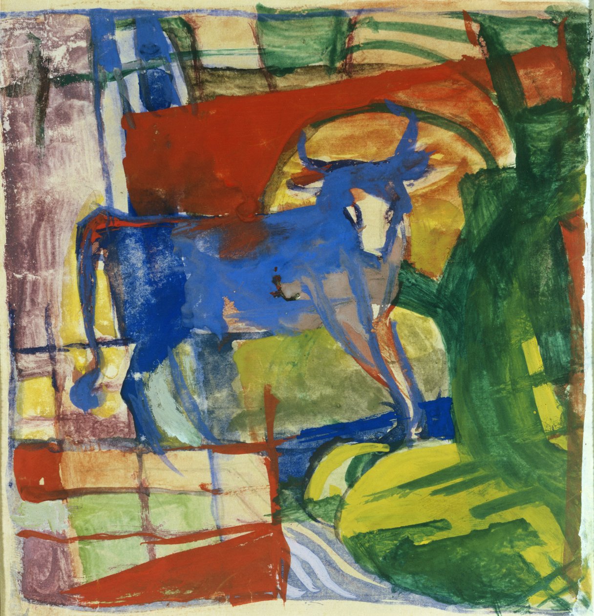 Blue Cow, 1914 (tempera på papper) av Franz Marc