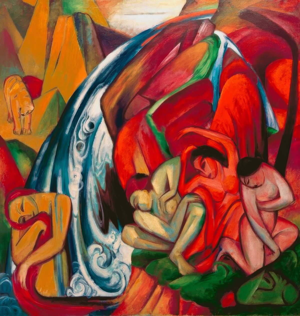 Vattenfallet (Kvinnor under ett vattenfall) av Franz Marc