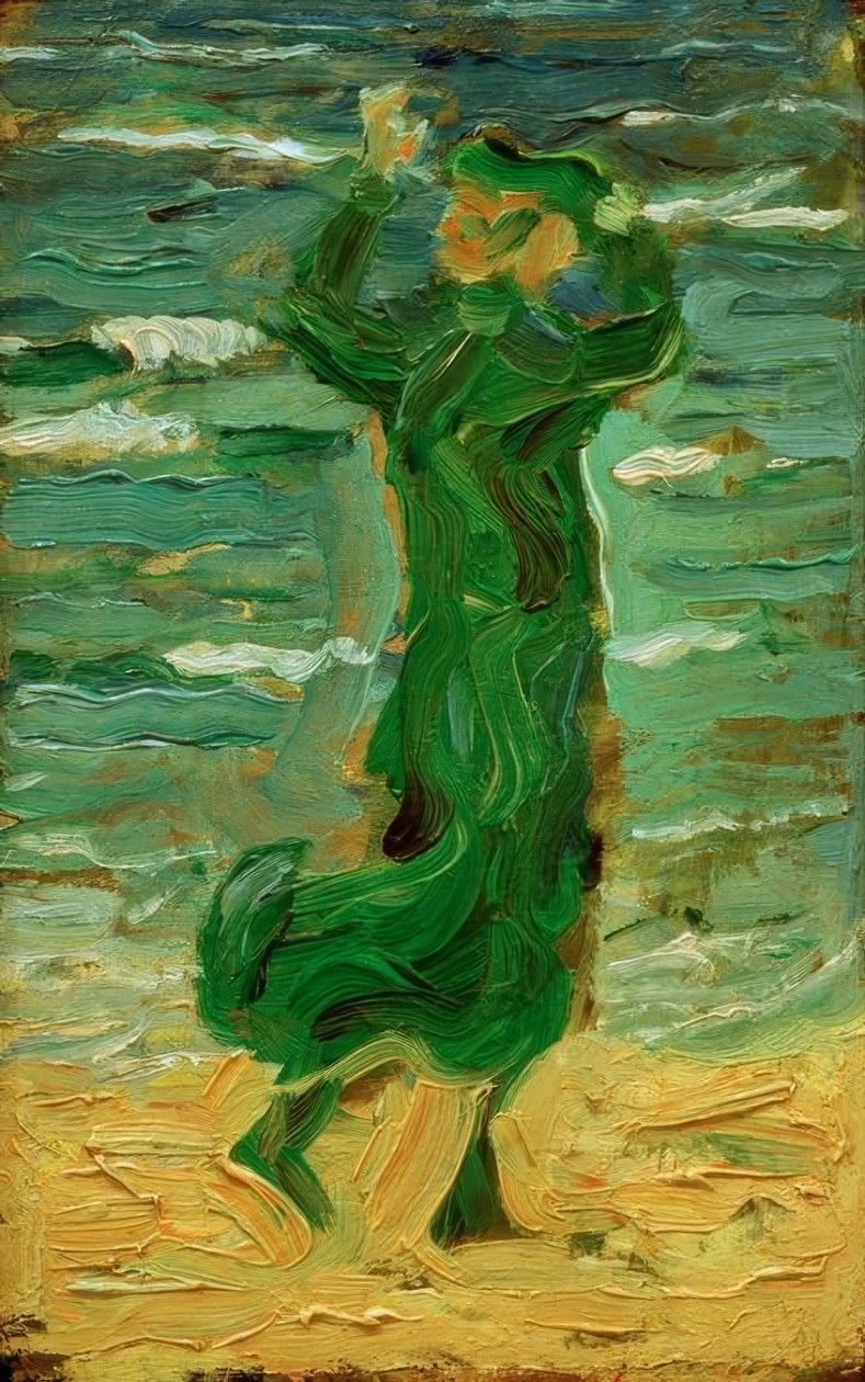Kvinna i vinden vid havet av Franz Marc