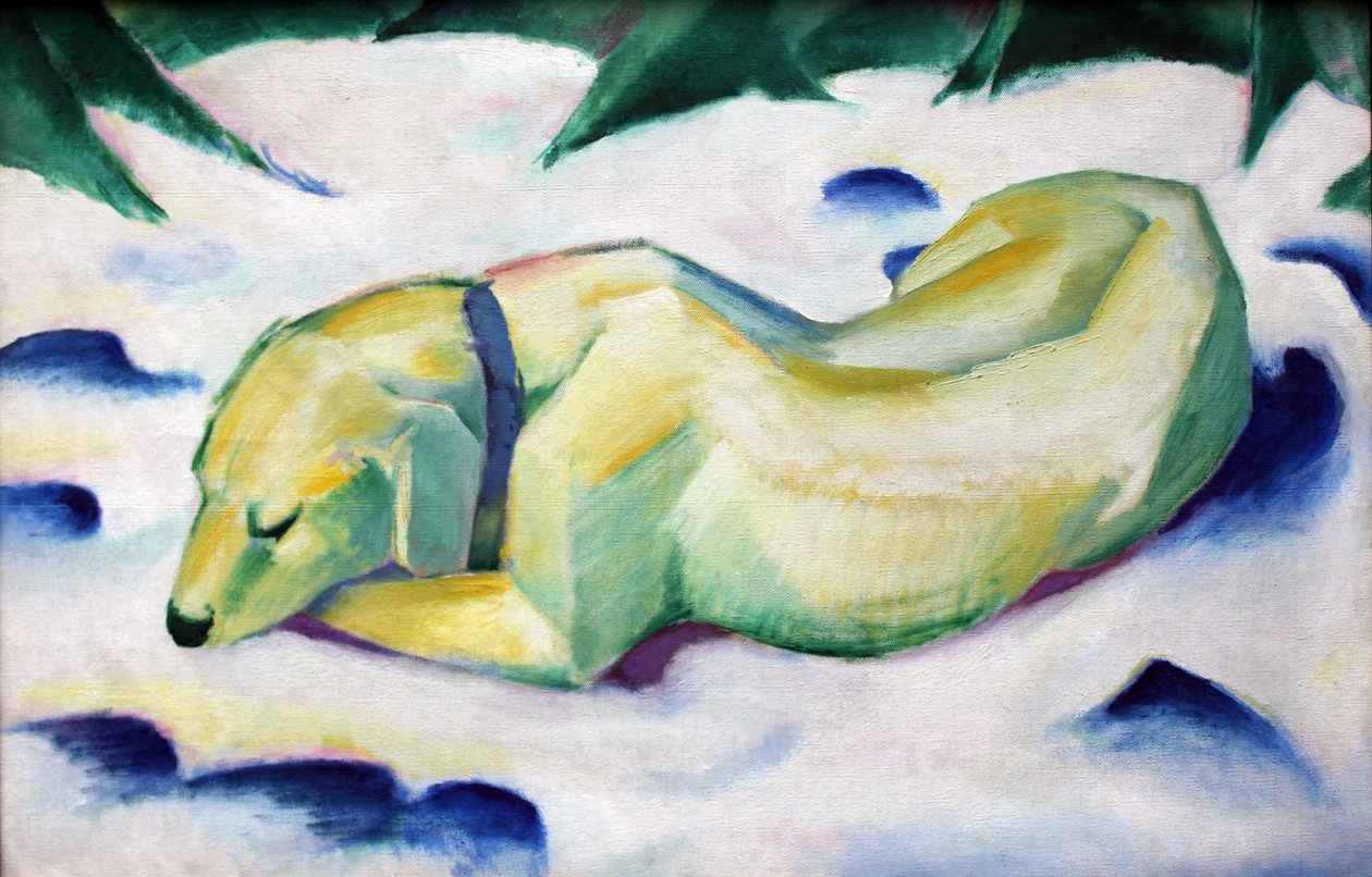 Liegender Hund im Schnee  av Franz Marc