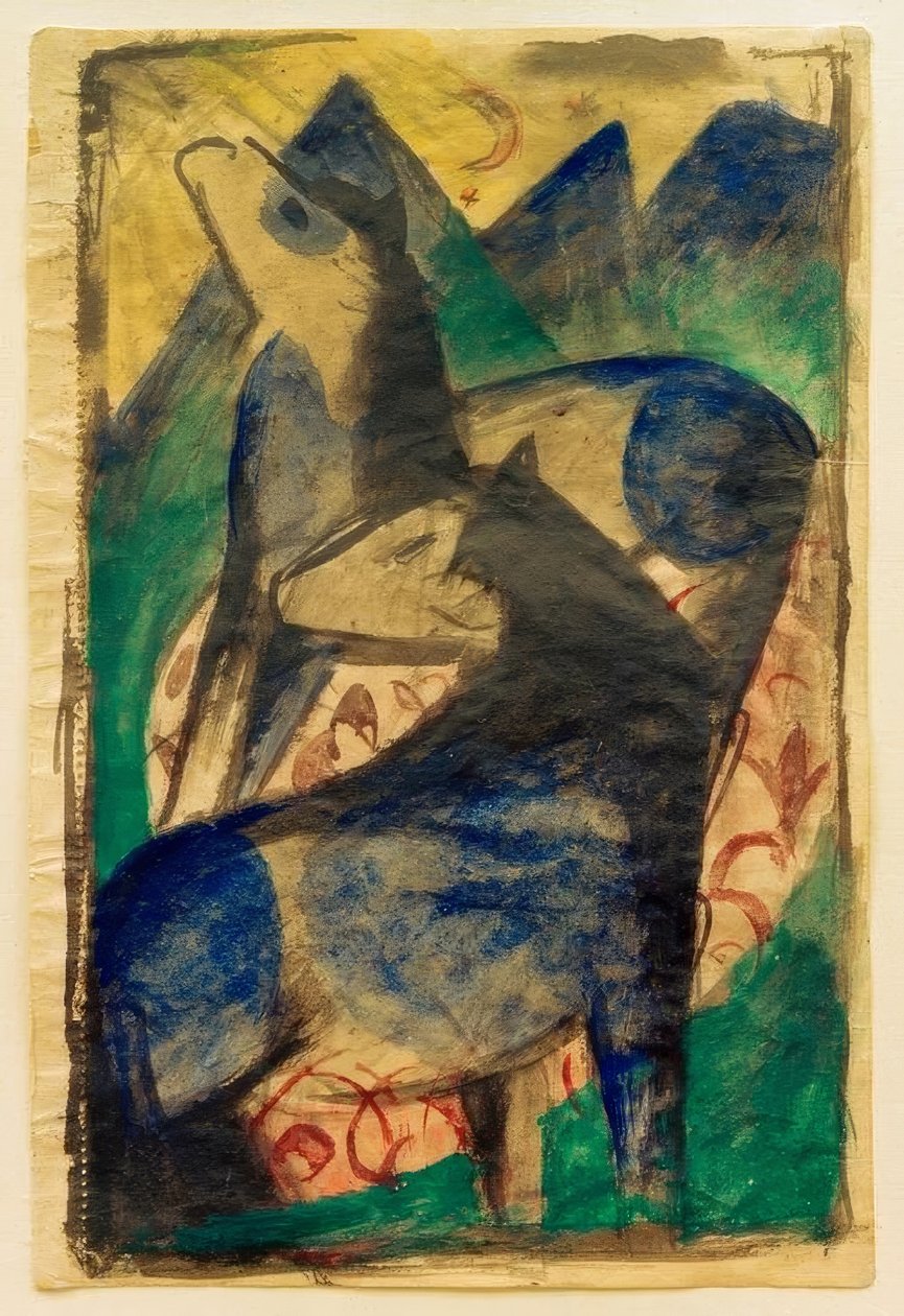 Två blå hästar av Franz Marc
