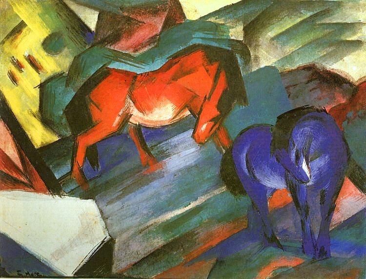 red and blue horses av Franz Marc