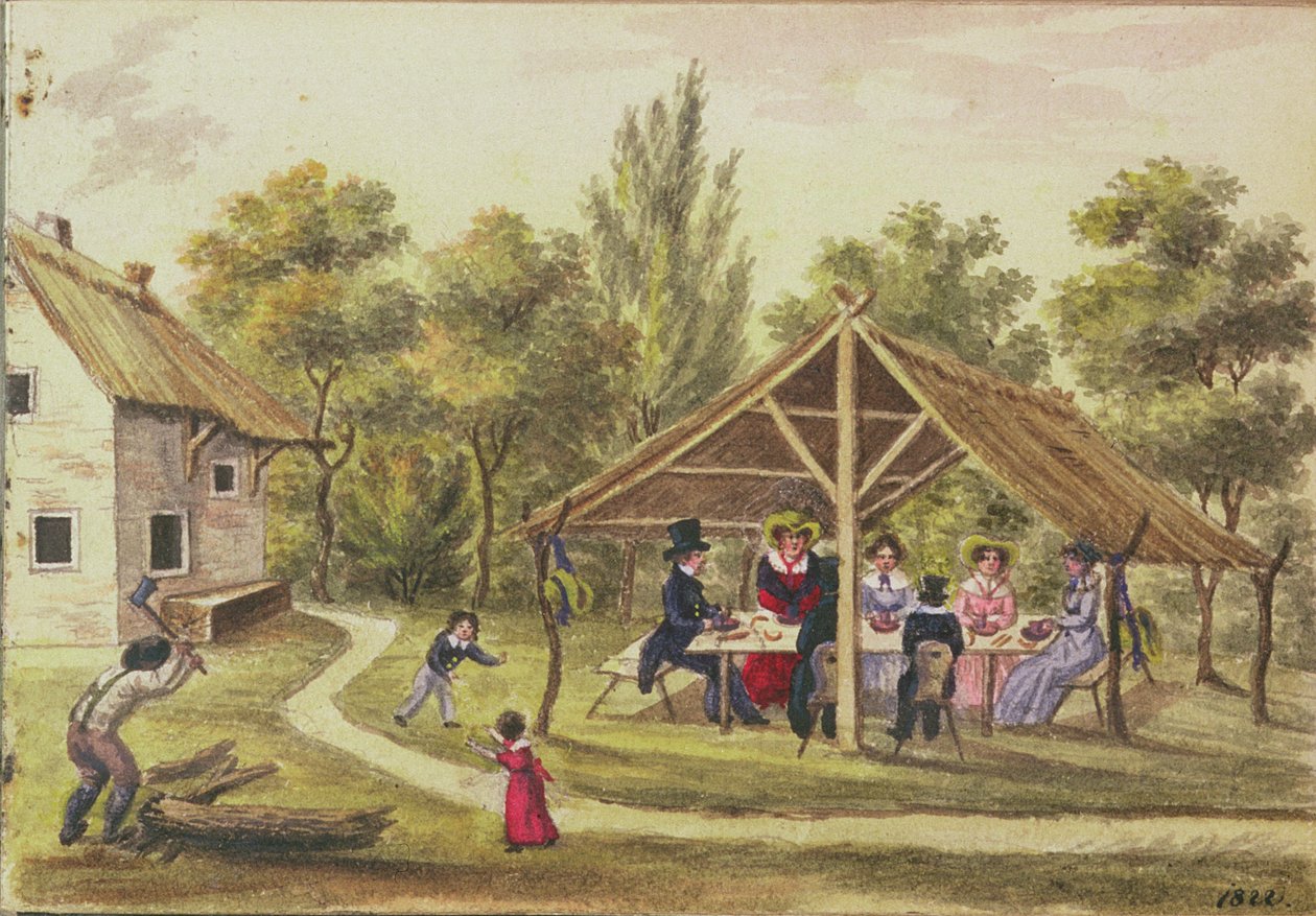 Eftermiddagste på ett värdshus från Carl Baumanns dagbok 1813-25, 1822 av Franz Paumgarrten