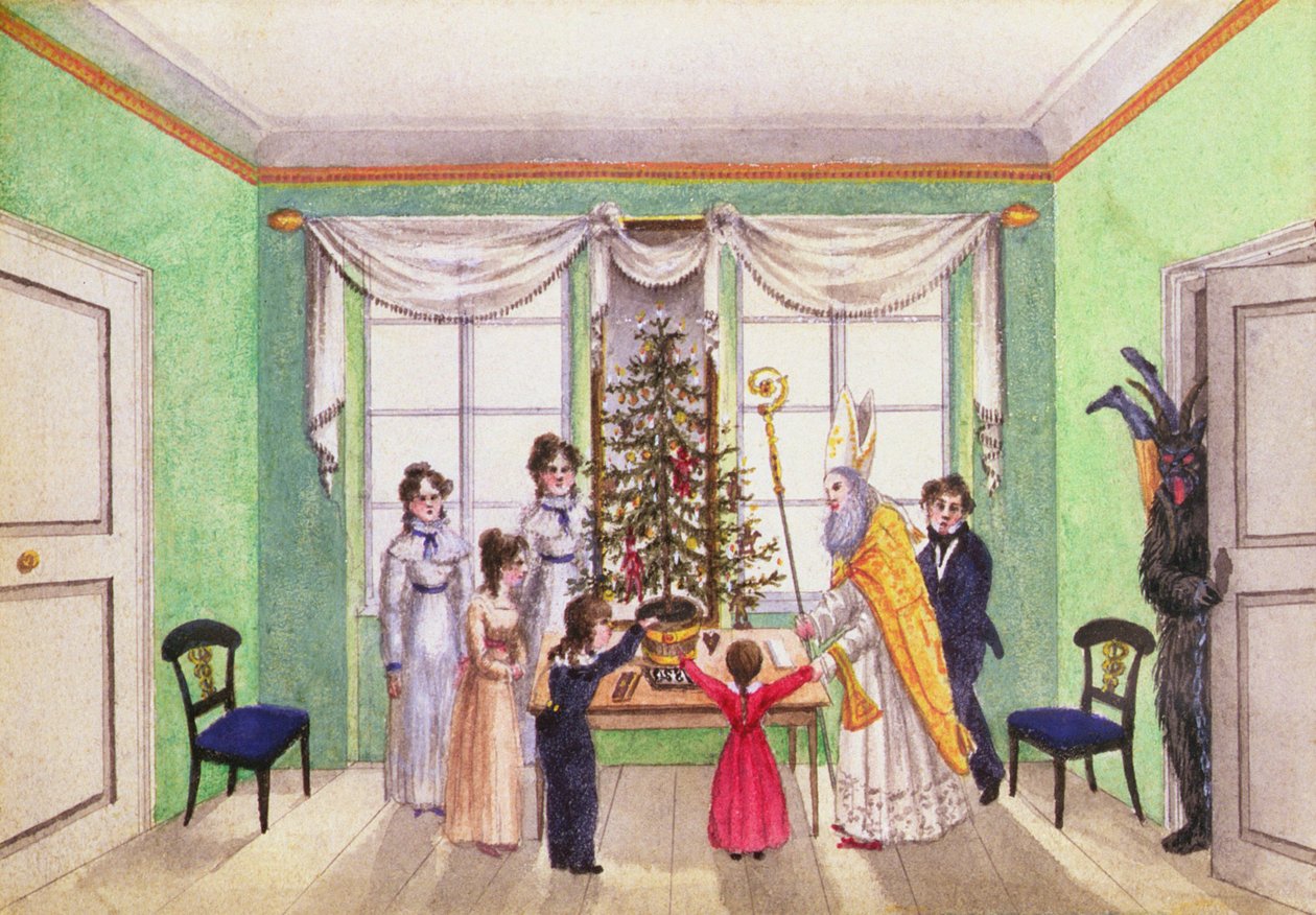 Krampus och St. Nicholas från Carl Baumanns journal skriven 1813-25 av Franz Paumgarrten
