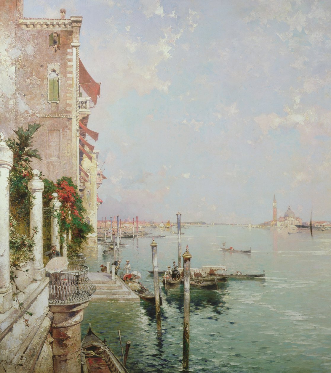 Venedig: Utsikt från Zattere med San Giorgio Maggiore i fjärran av Franz Richard Unterberger