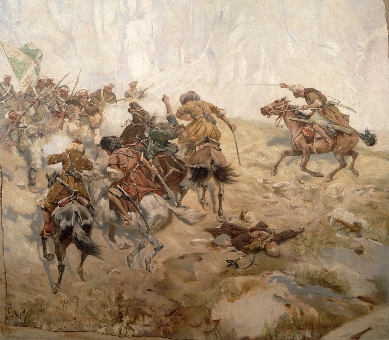 O le pueina o le aul Akhtulga swed av Franz Roubaud