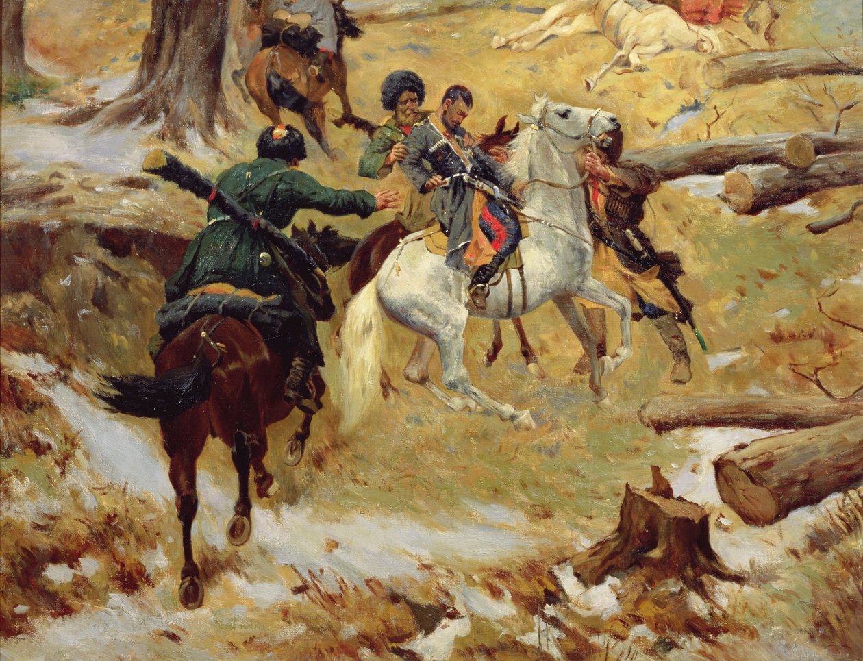 Generalmajor Sleptsovs död i Tjetjenien av Franz Roubaud