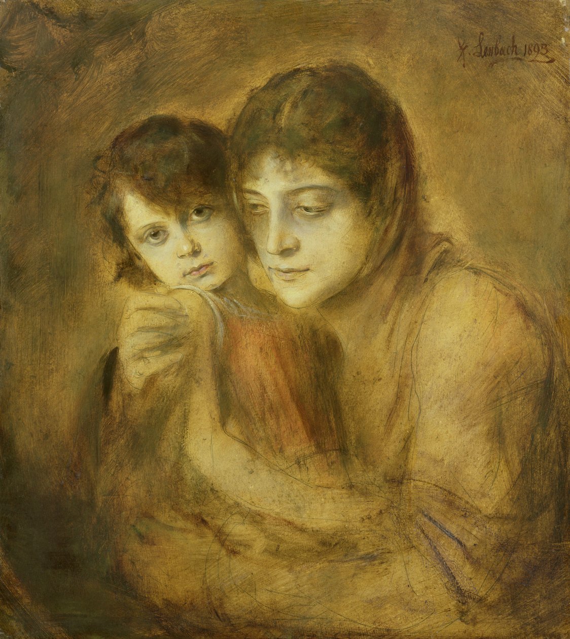 Mama na Mtoto, 1893 (mafuta juu ya karatasi)swed av Franz Seraph von Lenbach
