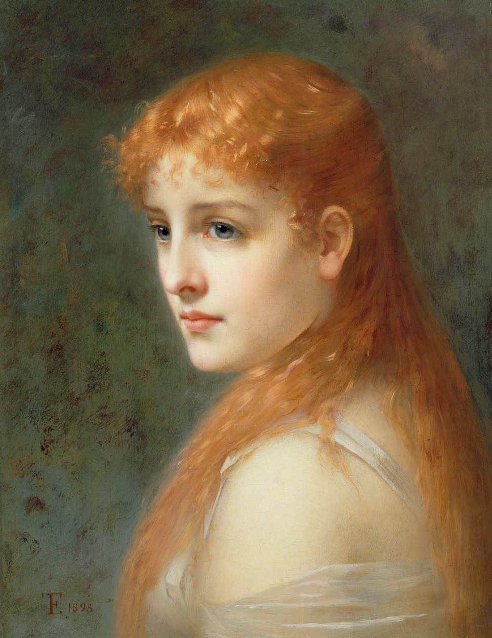 Ung flicka med rött hår, 1895 av Franz Thone