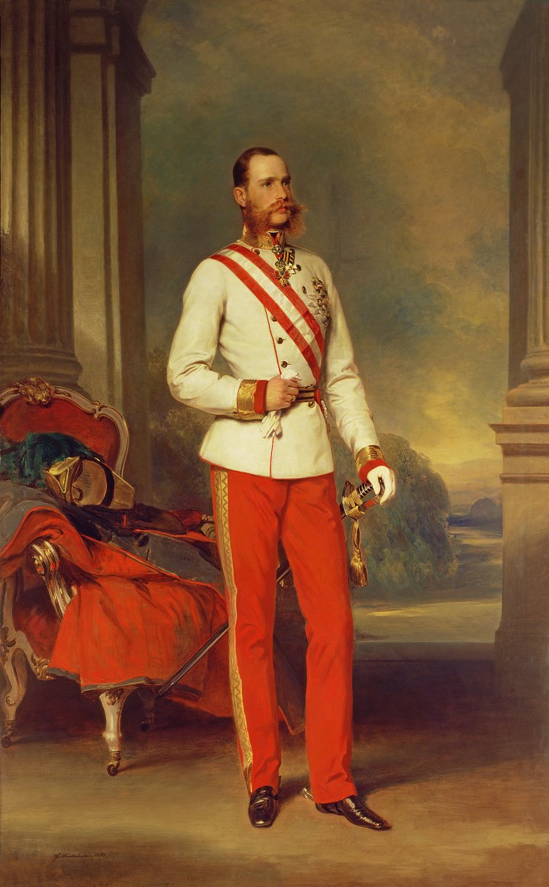 Franz Joseph I, kejsare av Österrike (1830-1916) iklädd uniformen av en österrikisk fältmarskalk med den stora stjärnan av militärorden av Maria Theresia, 1864 av Franz Xaver Winterhalter