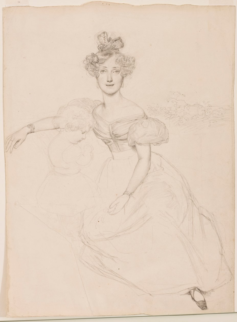 Storhertiginnan Sophie av Baden med sin son, ca 1831 (grafitpenna på papper) av Franz Xaver Winterhalter
