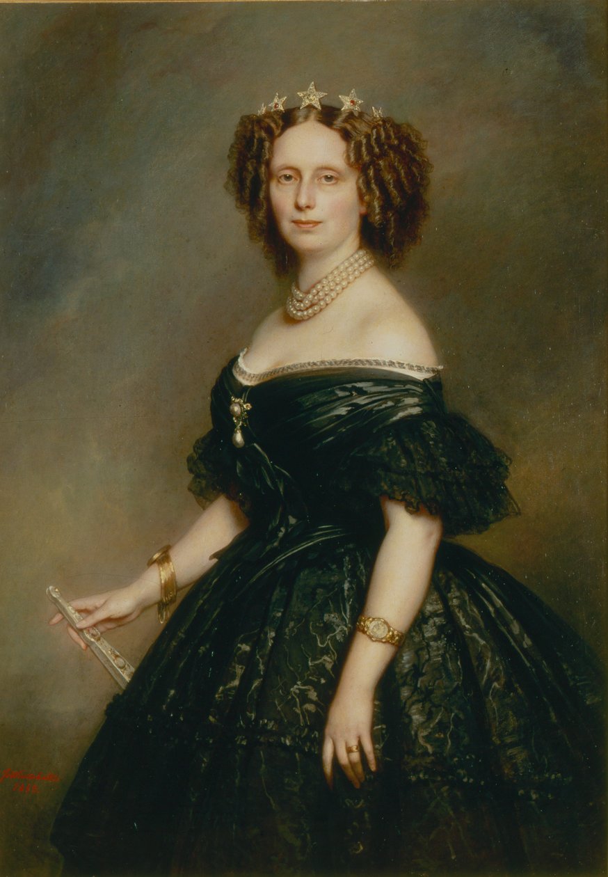 Porträtt av drottning Sophie av Nederländerna, född Sophie av Württemberg (1818-1877) av Franz Xaver Winterhalter