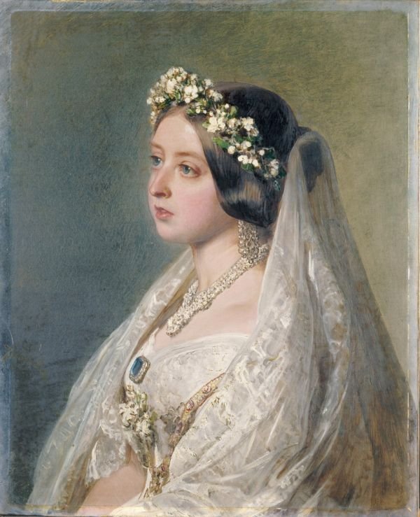 Queen Victoria, in her wedding dress  av Franz Xaver Winterhalter