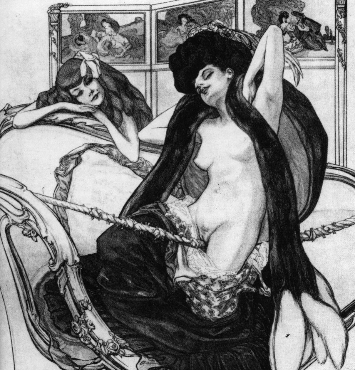  Dessins amoureux: Le jardin dAphrodite.n av Franz von Bayros