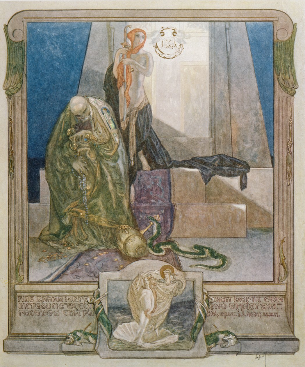 Illustration från Dantes "Gudomliga komedi", Paradiset, Canto IX, 1921 av Franz von Bayros