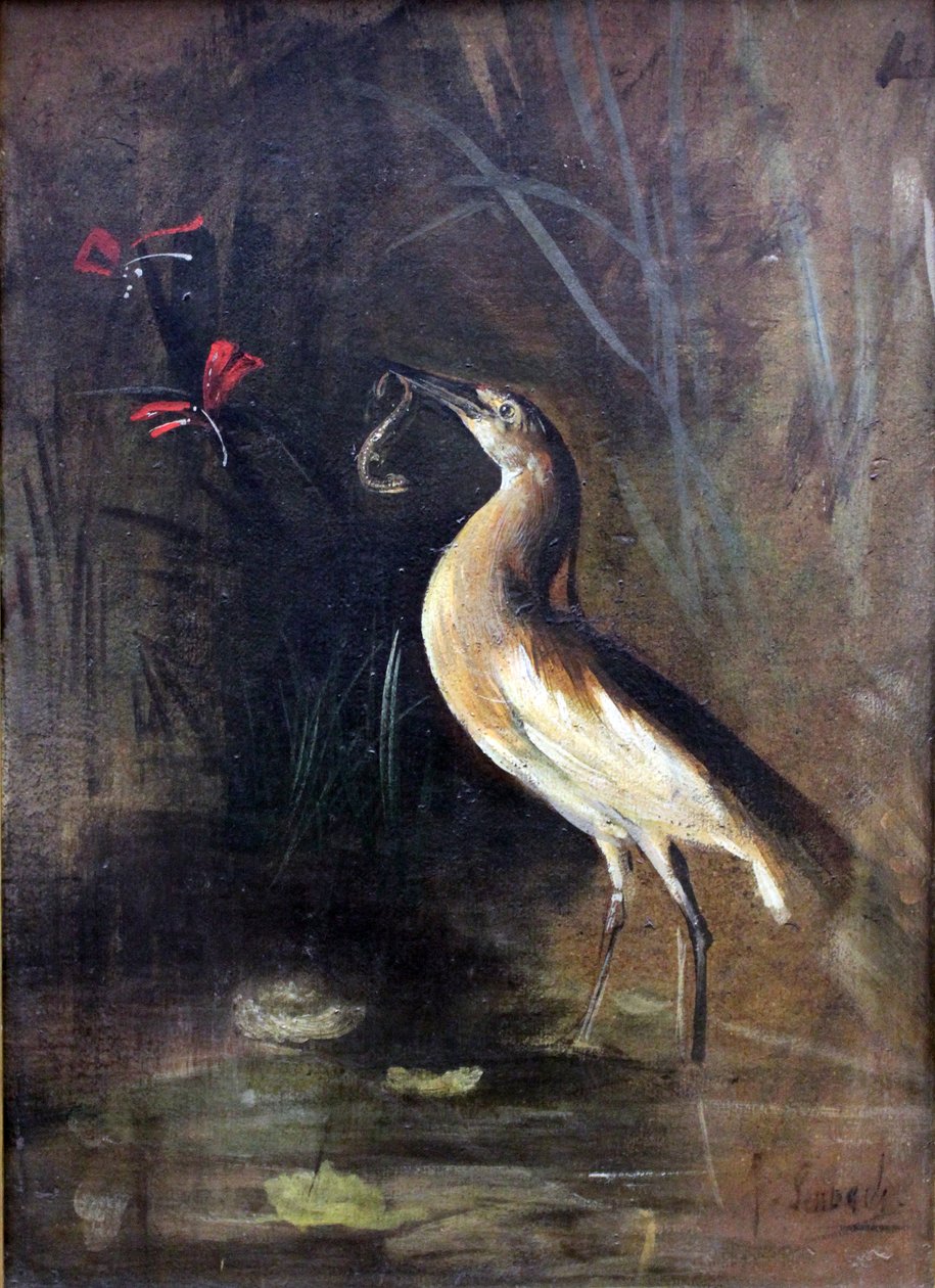  Heron and SalamanderTysk : Heron et SalamanderFrancais : Heron et Salamander av Franz Seraph von Lenbach