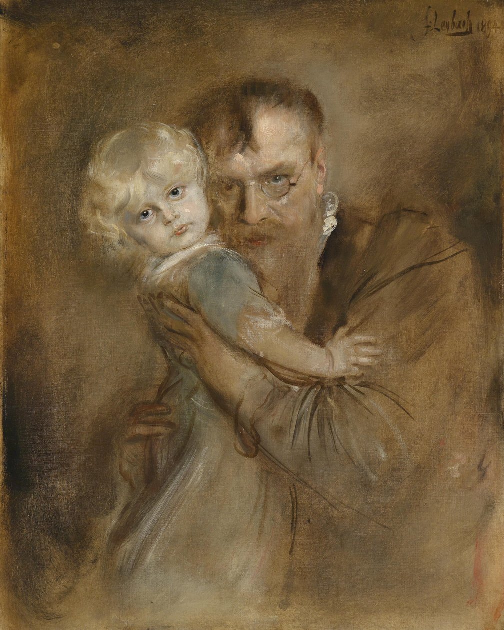 Självporträtt med dottern Marion av Franz Seraph von Lenbach