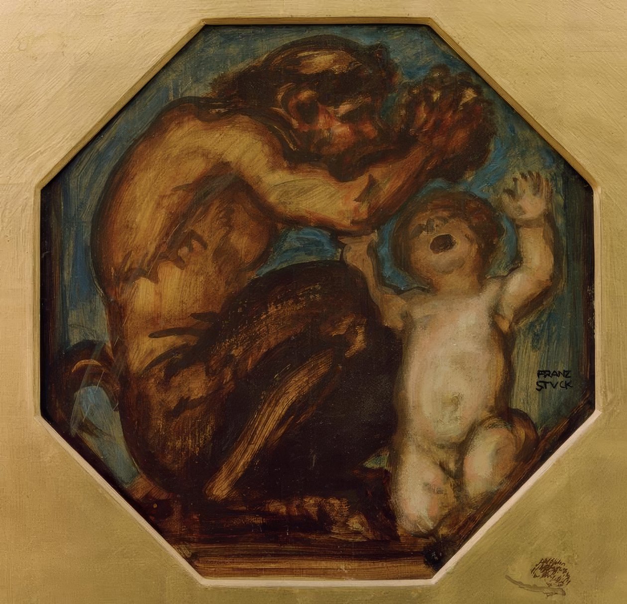 Faun och Boy Bacchus av Franz von Stuck