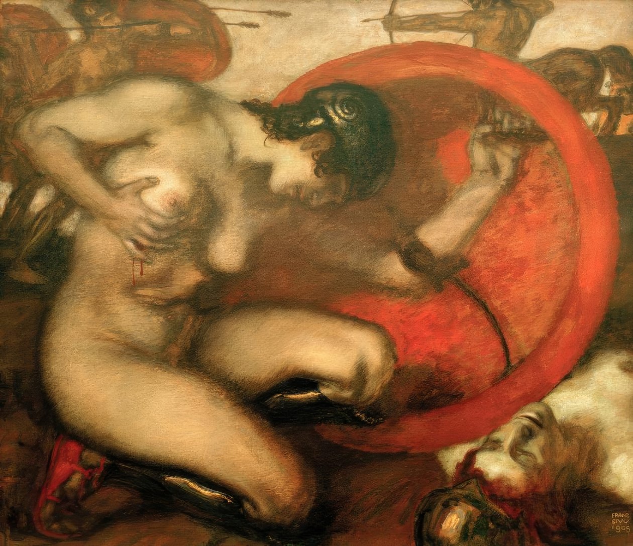 Sårade Amazon av Franz von Stuck